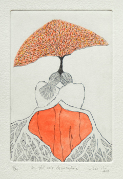 Gravure-un ptit coin de parapluie-Linda Lewitz