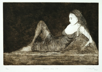 gravure-contemporaine-eau-forte-pointe-sèche-aquatinte-femme-Linda Lewitz