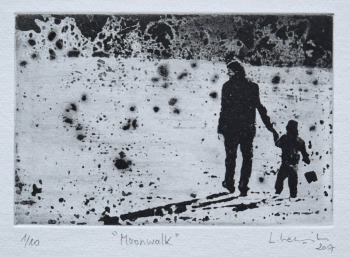 Gravure eau forte-Moonwalk-Linda Lewitz